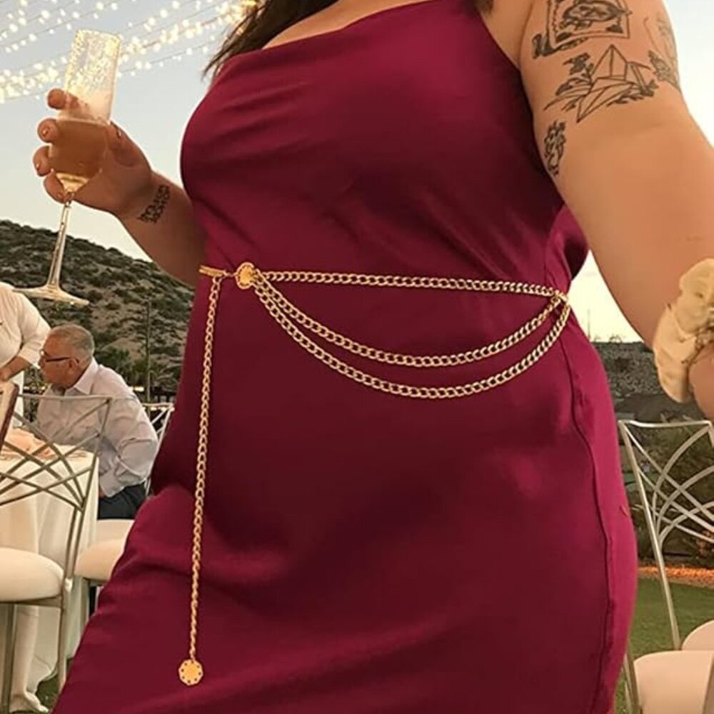 NEW! Gold Chain Belt with Chain Waist Chain Belt Plus Size Long up to 50"